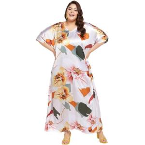 imageCaftans for Women Plus Size Long Satin Pocket Kaftan Dress Beach Swimsuit Cover Up Maxi House DressesBlanc De Blanc