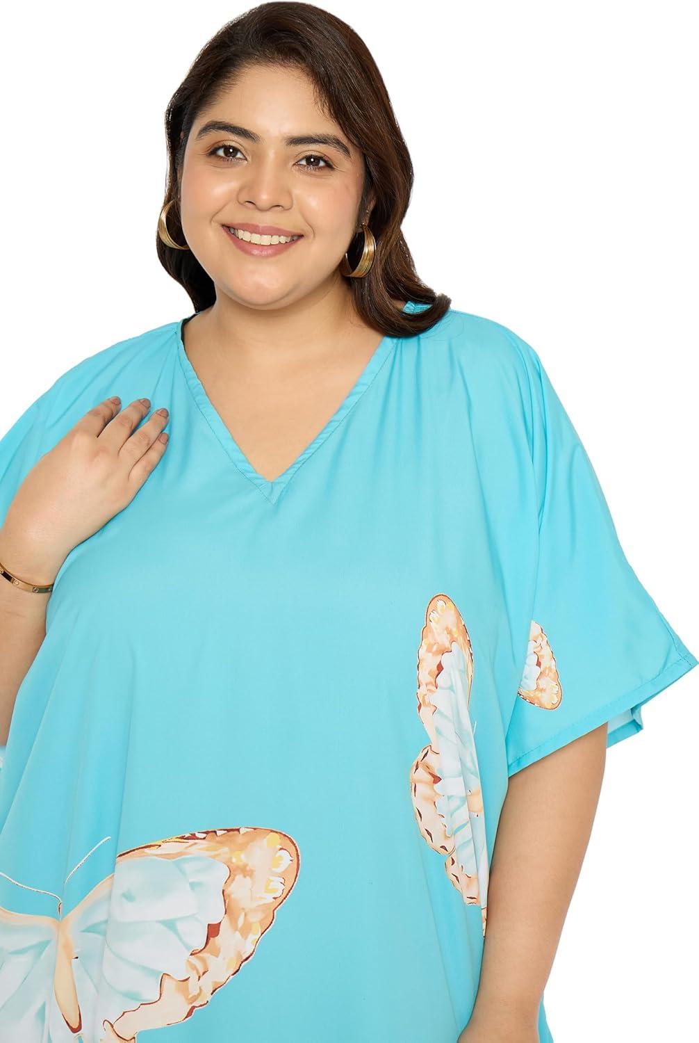 imageGypsie Blu Women Plus Size Kaftan Dress Evening Swimsuit Cover Up Beach Long Maxi Dresses VNeck Mumu for Summer CaftanAqua Blue