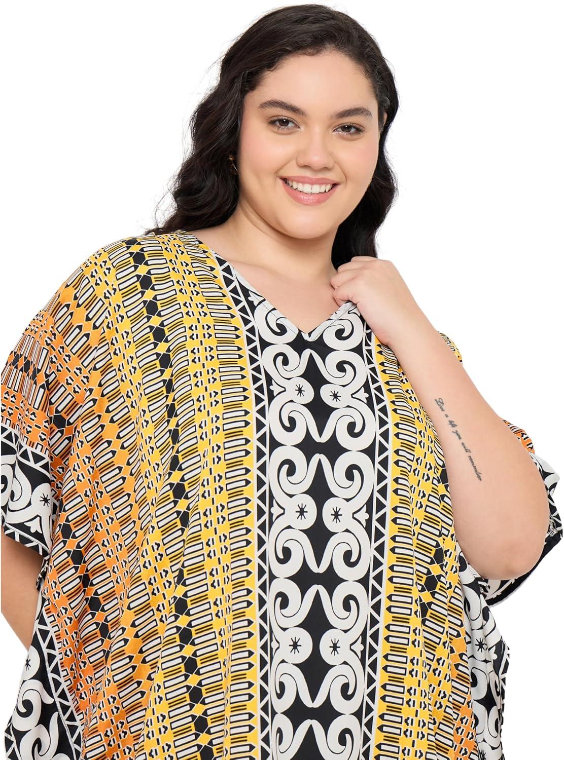 imageGypsie Blu Women Plus Size Kaftan Dress Evening Swimsuit Cover Up Beach Long Maxi Dresses VNeck Mumu for Summer CaftanBrown  Grey