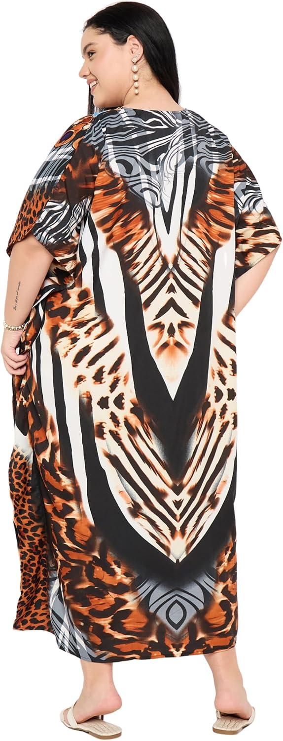 imageGypsie Blu Women Plus Size Kaftan Dress Evening Swimsuit Cover Up Beach Long Maxi Dresses VNeck Mumu for Summer CaftanBrown