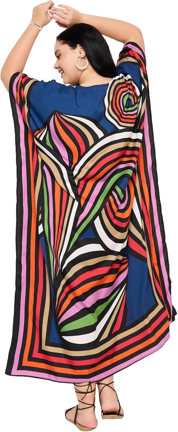 imageGypsie Blu Women Plus Size Kaftan Dress Evening Swimsuit Cover Up Beach Long Maxi Dresses VNeck Mumu for Summer CaftanDeep Blue