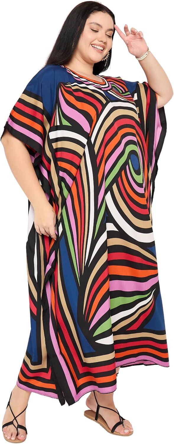 imageGypsie Blu Women Plus Size Kaftan Dress Evening Swimsuit Cover Up Beach Long Maxi Dresses VNeck Mumu for Summer CaftanDeep Blue