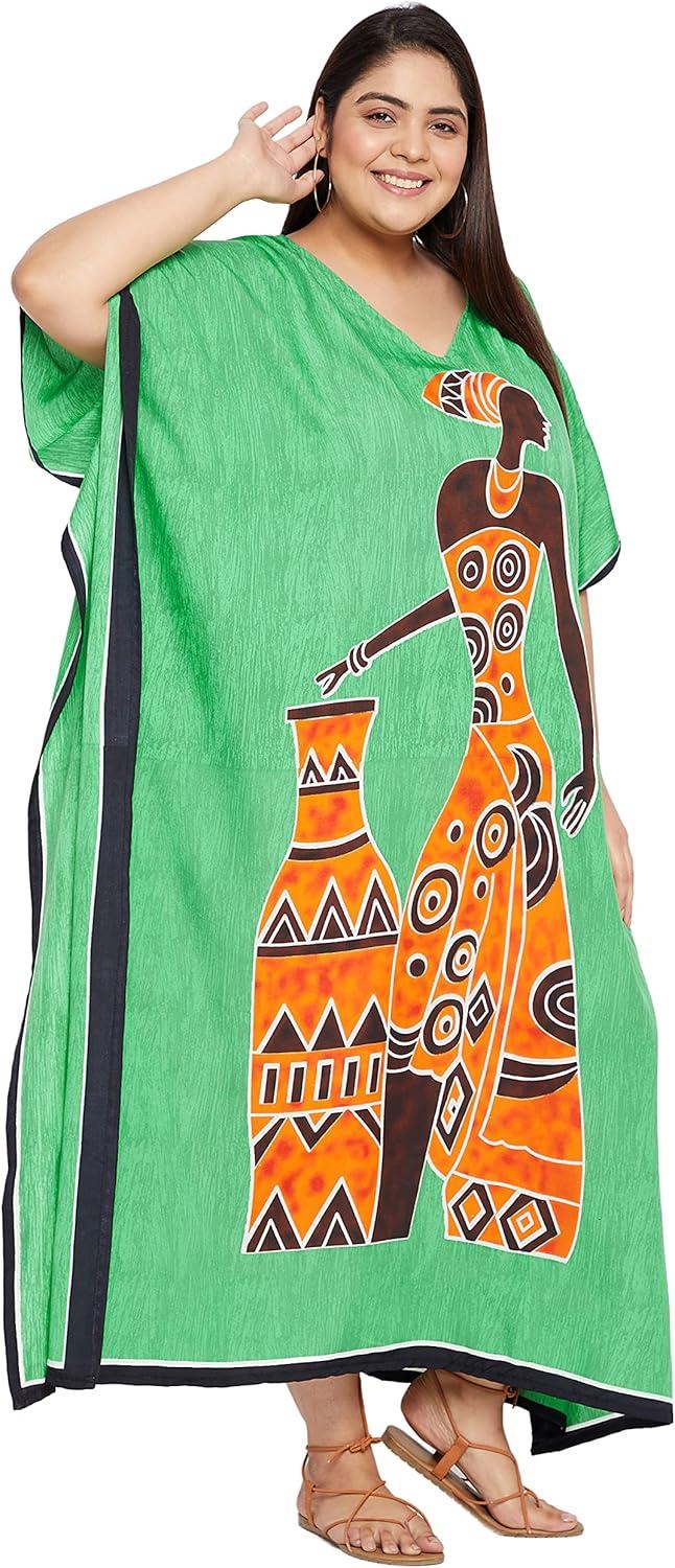 imageGypsie Blu Women Plus Size Kaftan Dress Evening Swimsuit Cover Up Beach Long Maxi Dresses VNeck Mumu for Summer CaftanGrass Green