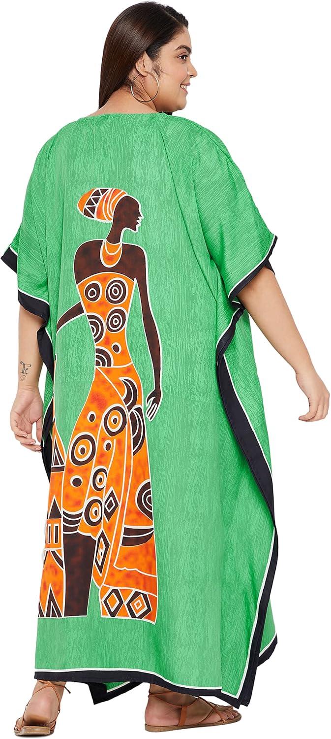 imageGypsie Blu Women Plus Size Kaftan Dress Evening Swimsuit Cover Up Beach Long Maxi Dresses VNeck Mumu for Summer CaftanGrass Green