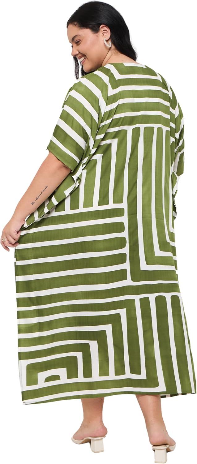 imageGypsie Blu Women Plus Size Kaftan Dress Evening Swimsuit Cover Up Beach Long Maxi Dresses VNeck Mumu for Summer CaftanGreen