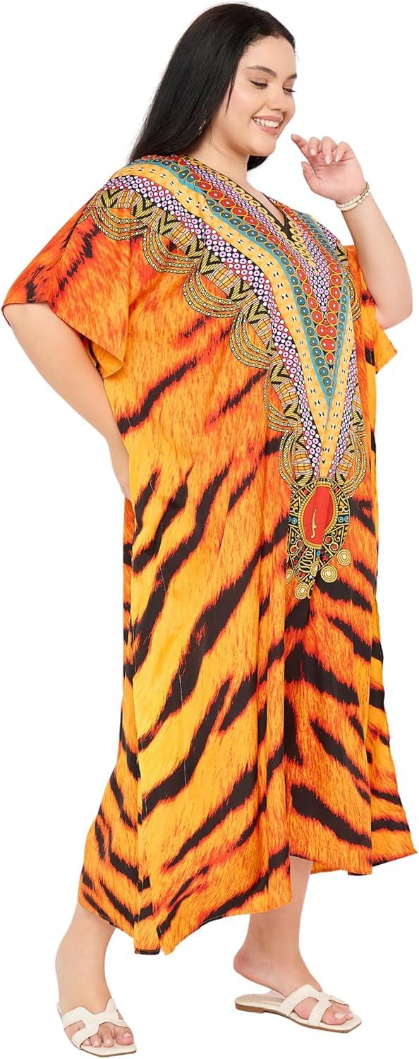 imageGypsie Blu Women Plus Size Kaftan Dress Evening Swimsuit Cover Up Beach Long Maxi Dresses VNeck Mumu for Summer CaftanMulti