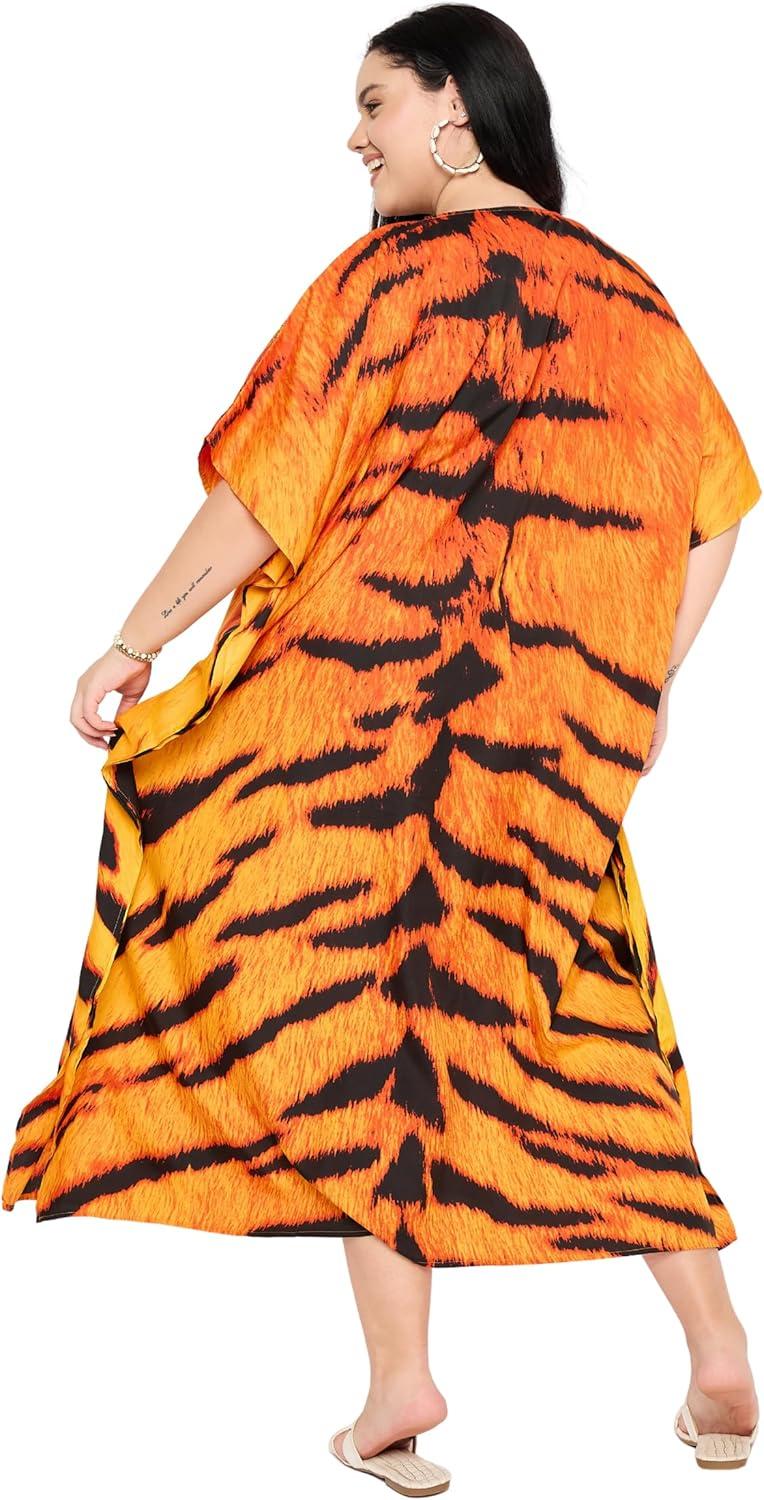 imageGypsie Blu Women Plus Size Kaftan Dress Evening Swimsuit Cover Up Beach Long Maxi Dresses VNeck Mumu for Summer CaftanMulti