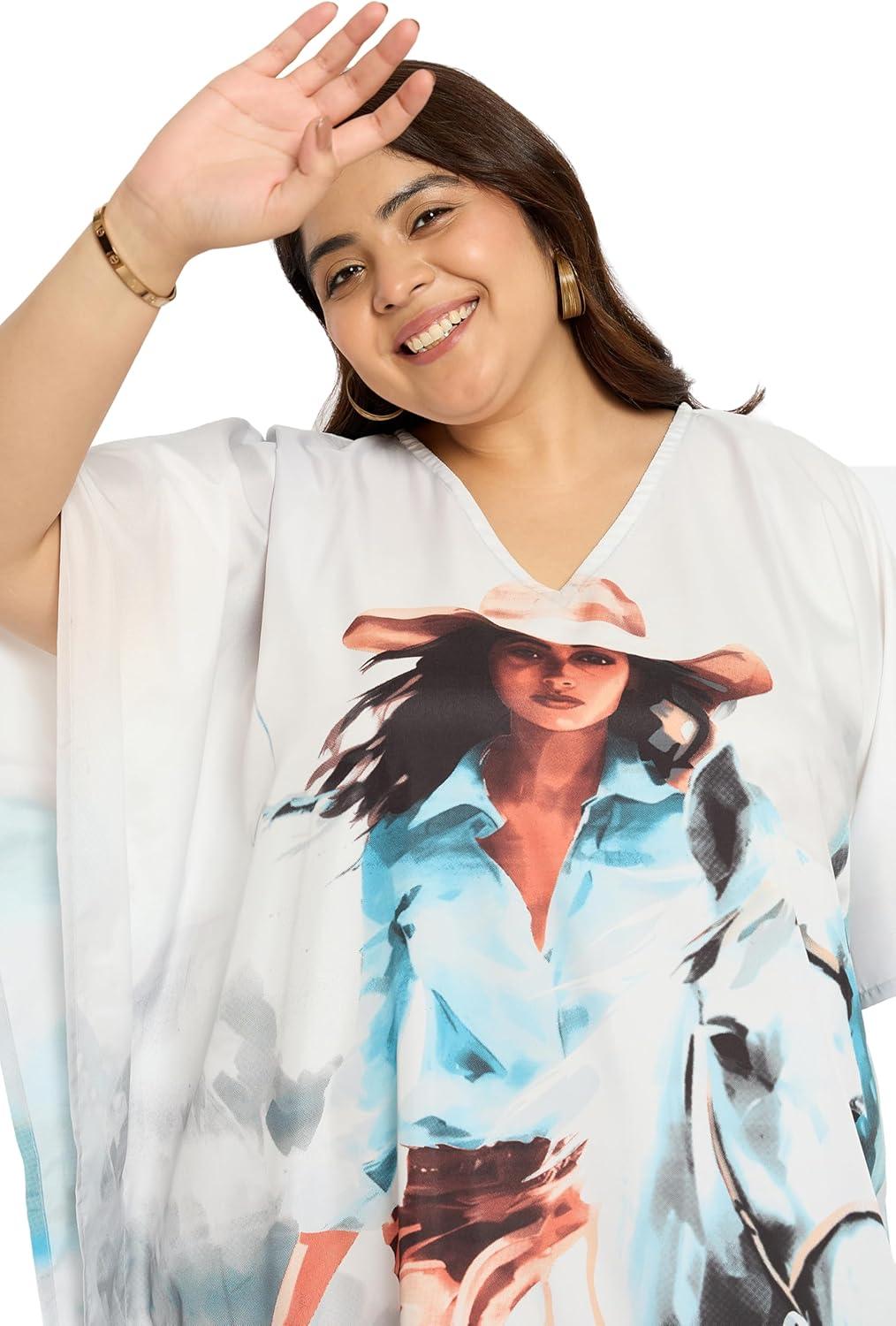 imageGypsie Blu Women Plus Size Kaftan Dress Evening Swimsuit Cover Up Beach Long Maxi Dresses VNeck Mumu for Summer CaftanOffwhite