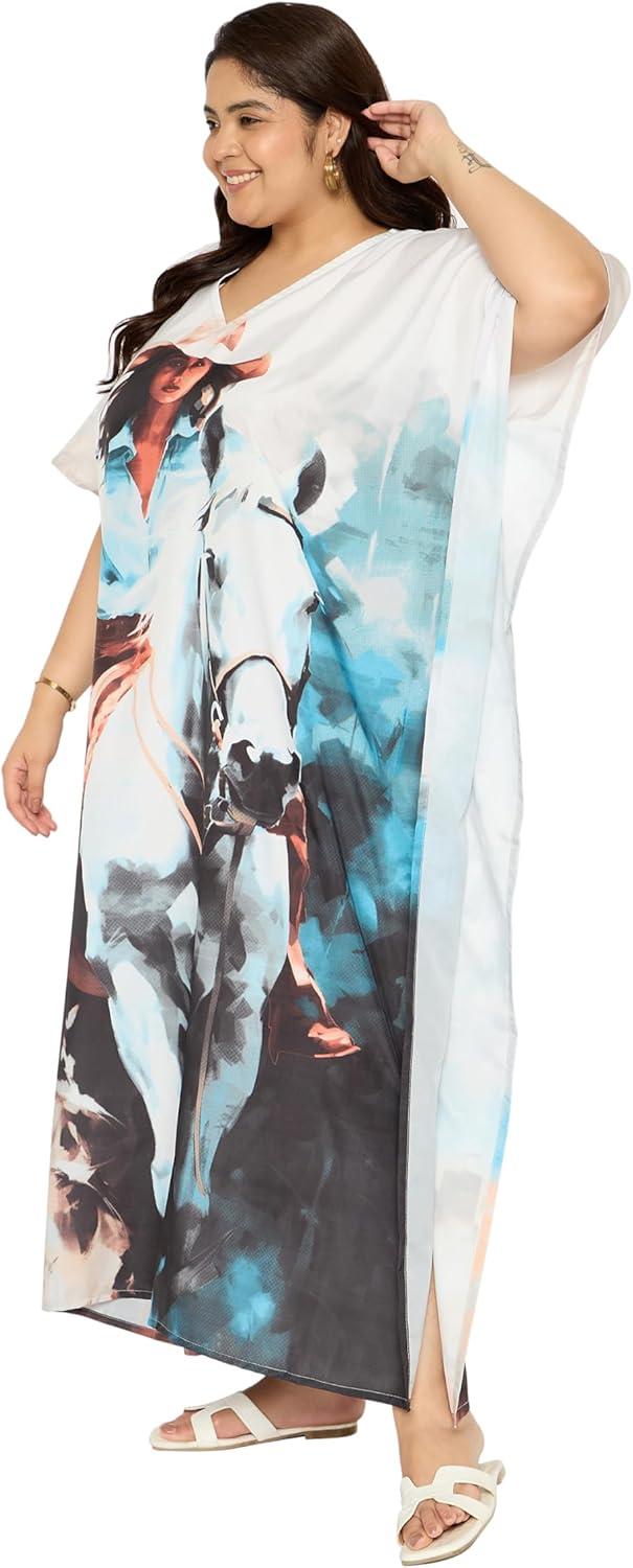 imageGypsie Blu Women Plus Size Kaftan Dress Evening Swimsuit Cover Up Beach Long Maxi Dresses VNeck Mumu for Summer CaftanOffwhite
