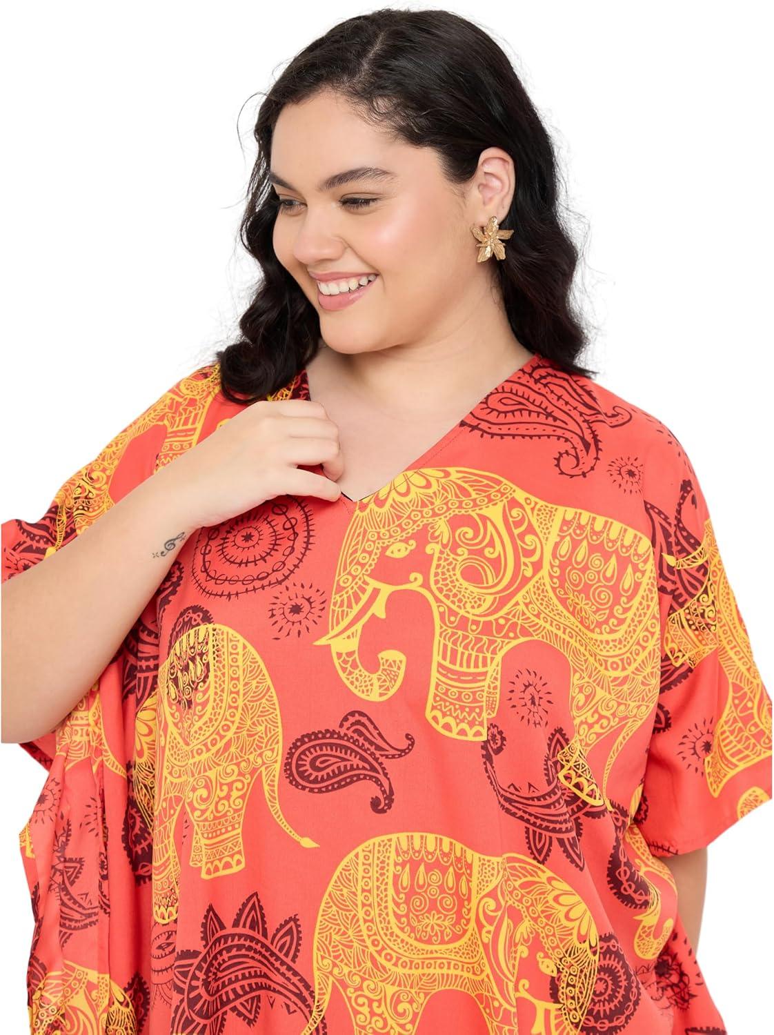 imageGypsie Blu Women Plus Size Kaftan Dress Evening Swimsuit Cover Up Beach Long Maxi Dresses VNeck Mumu for Summer CaftanOrange