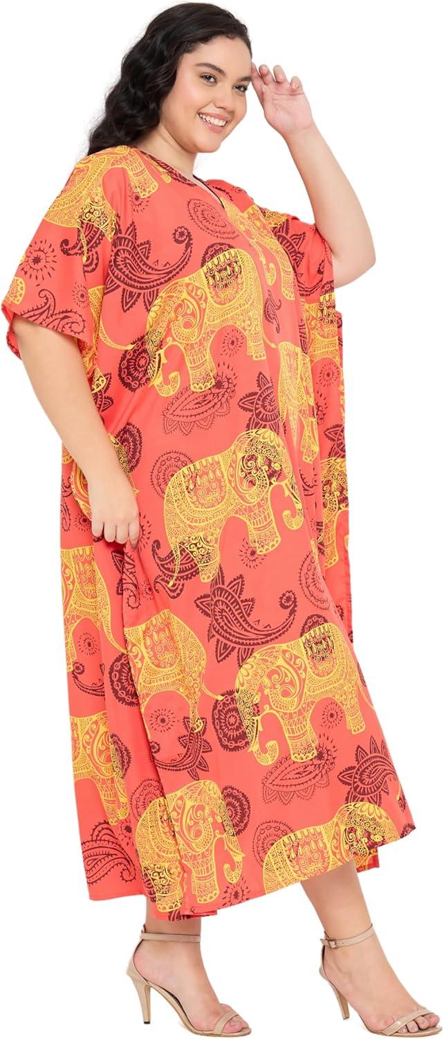imageGypsie Blu Women Plus Size Kaftan Dress Evening Swimsuit Cover Up Beach Long Maxi Dresses VNeck Mumu for Summer CaftanOrange