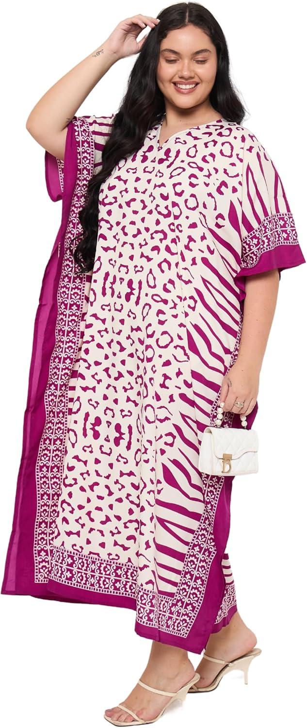 imageGypsie Blu Women Plus Size Kaftan Dress Evening Swimsuit Cover Up Beach Long Maxi Dresses VNeck Mumu for Summer CaftanPurple