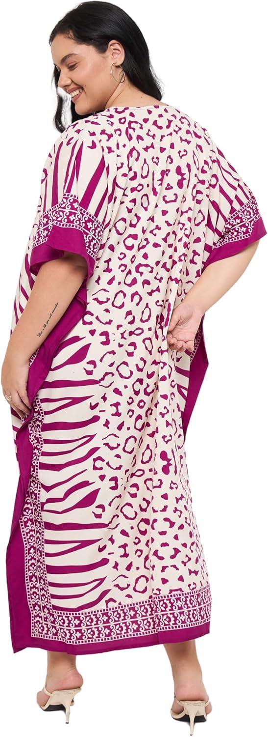 imageGypsie Blu Women Plus Size Kaftan Dress Evening Swimsuit Cover Up Beach Long Maxi Dresses VNeck Mumu for Summer CaftanPurple