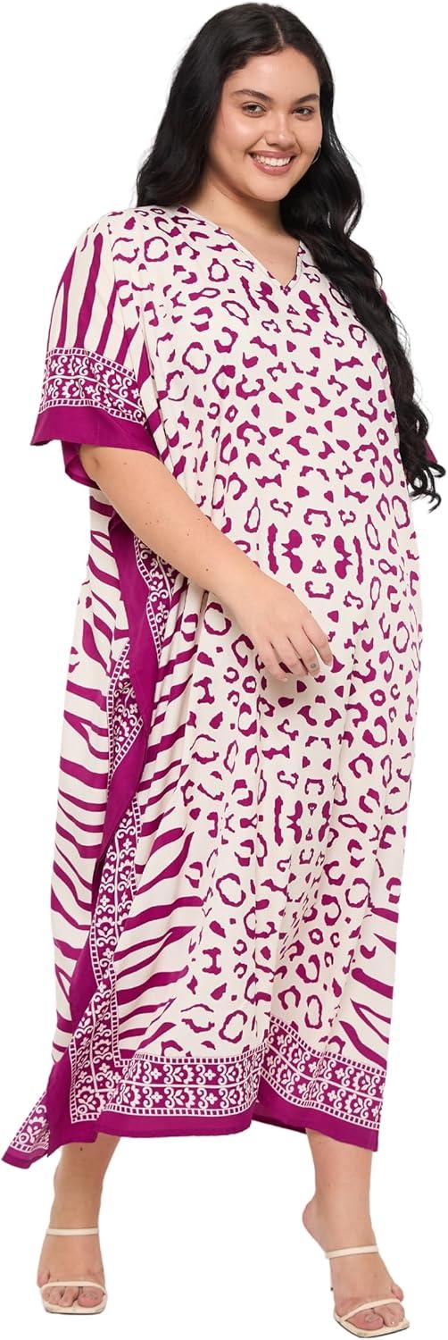 imageGypsie Blu Women Plus Size Kaftan Dress Evening Swimsuit Cover Up Beach Long Maxi Dresses VNeck Mumu for Summer CaftanPurple