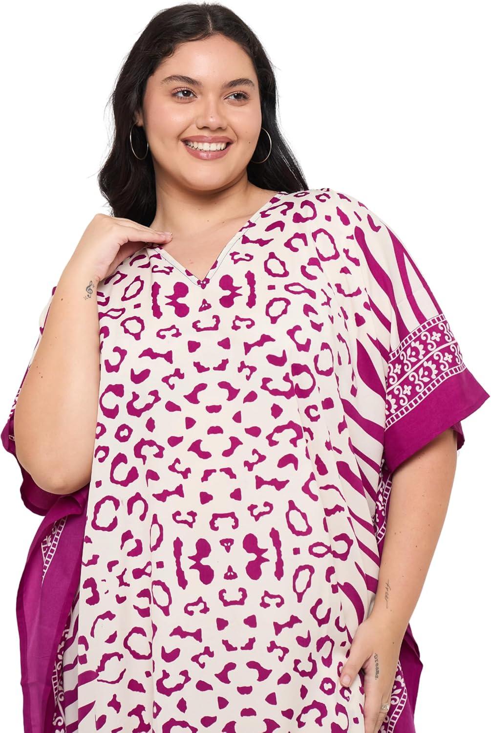 imageGypsie Blu Women Plus Size Kaftan Dress Evening Swimsuit Cover Up Beach Long Maxi Dresses VNeck Mumu for Summer CaftanPurple