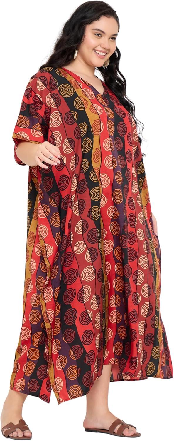 imageGypsie Blu Women Plus Size Kaftan Dress Evening Swimsuit Cover Up Beach Long Maxi Dresses VNeck Mumu for Summer CaftanRed