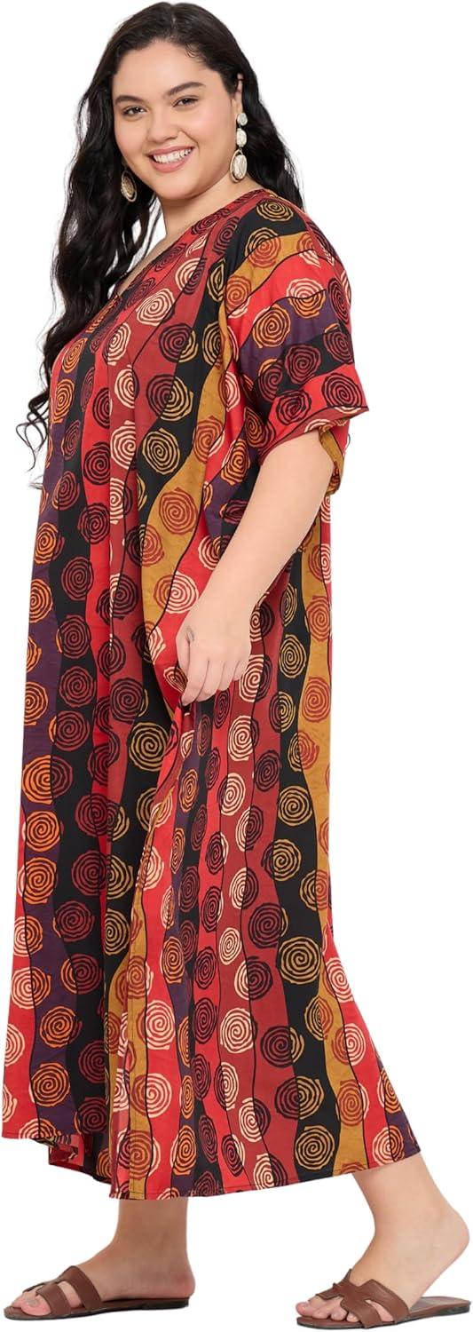 imageGypsie Blu Women Plus Size Kaftan Dress Evening Swimsuit Cover Up Beach Long Maxi Dresses VNeck Mumu for Summer CaftanRed
