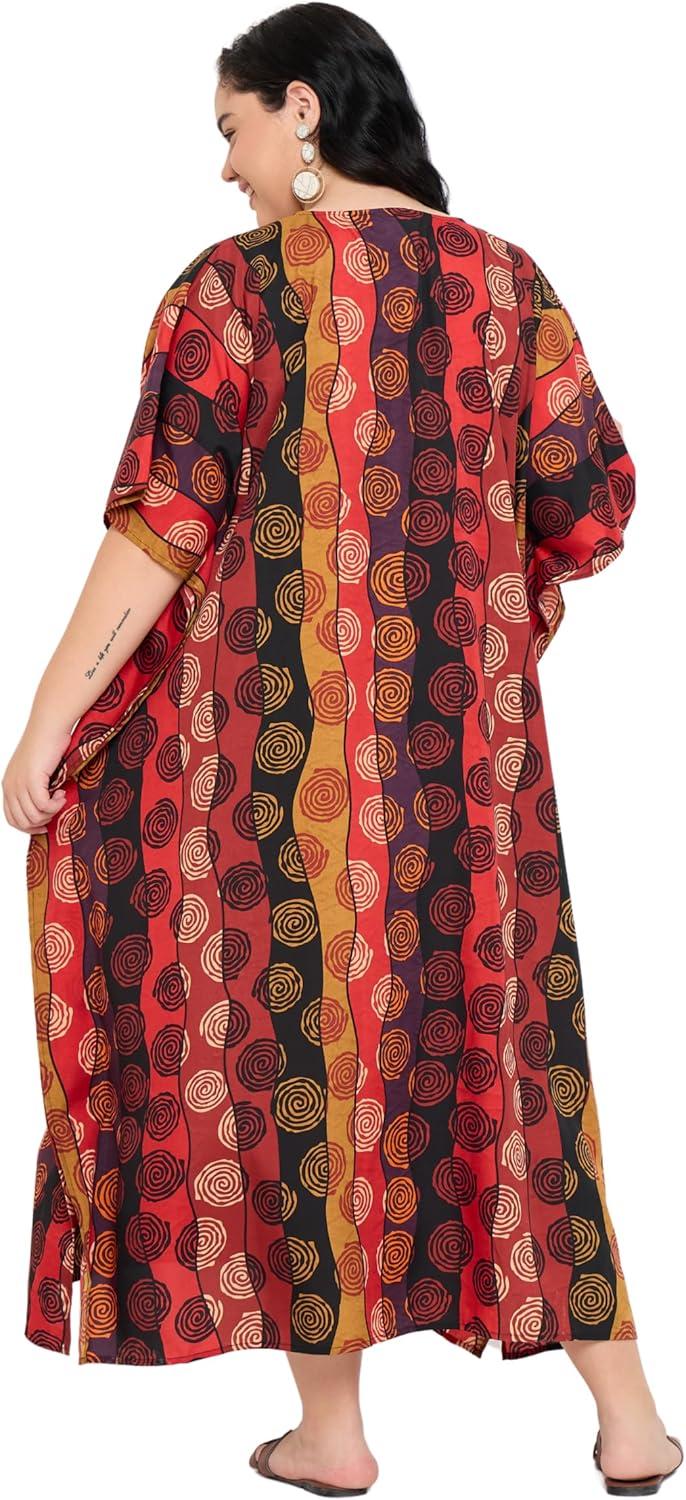 imageGypsie Blu Women Plus Size Kaftan Dress Evening Swimsuit Cover Up Beach Long Maxi Dresses VNeck Mumu for Summer CaftanRed