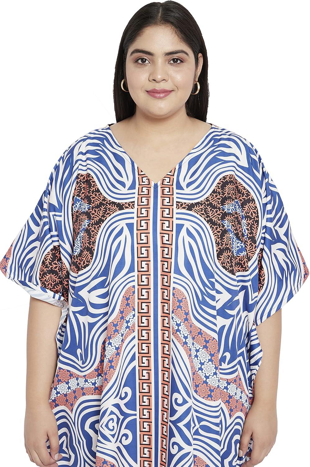 imageGypsie Blu Women Plus Size Kaftan Dress Evening Swimsuit Cover Up Beach Long Maxi Dresses VNeck Mumu for Summer CaftanRoyal Blue