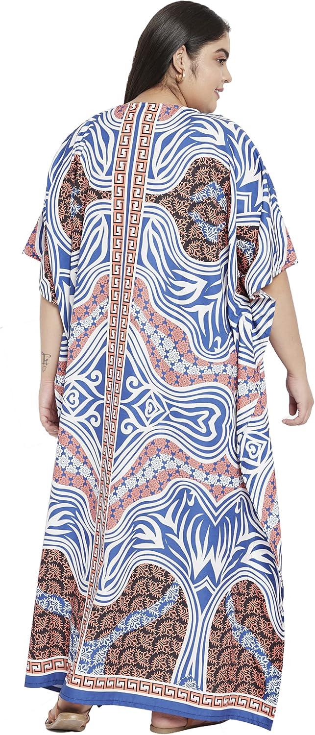 imageGypsie Blu Women Plus Size Kaftan Dress Evening Swimsuit Cover Up Beach Long Maxi Dresses VNeck Mumu for Summer CaftanRoyal Blue