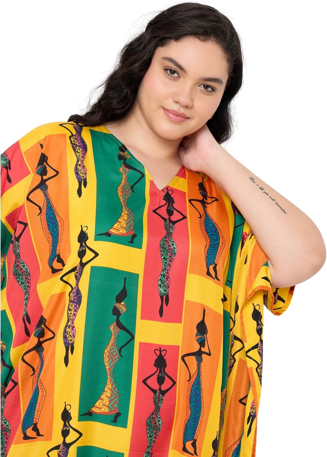 imageGypsie Blu Women Plus Size Kaftan Dress Evening Swimsuit Cover Up Beach Long Maxi Dresses VNeck Mumu for Summer CaftanSunflower Yellow