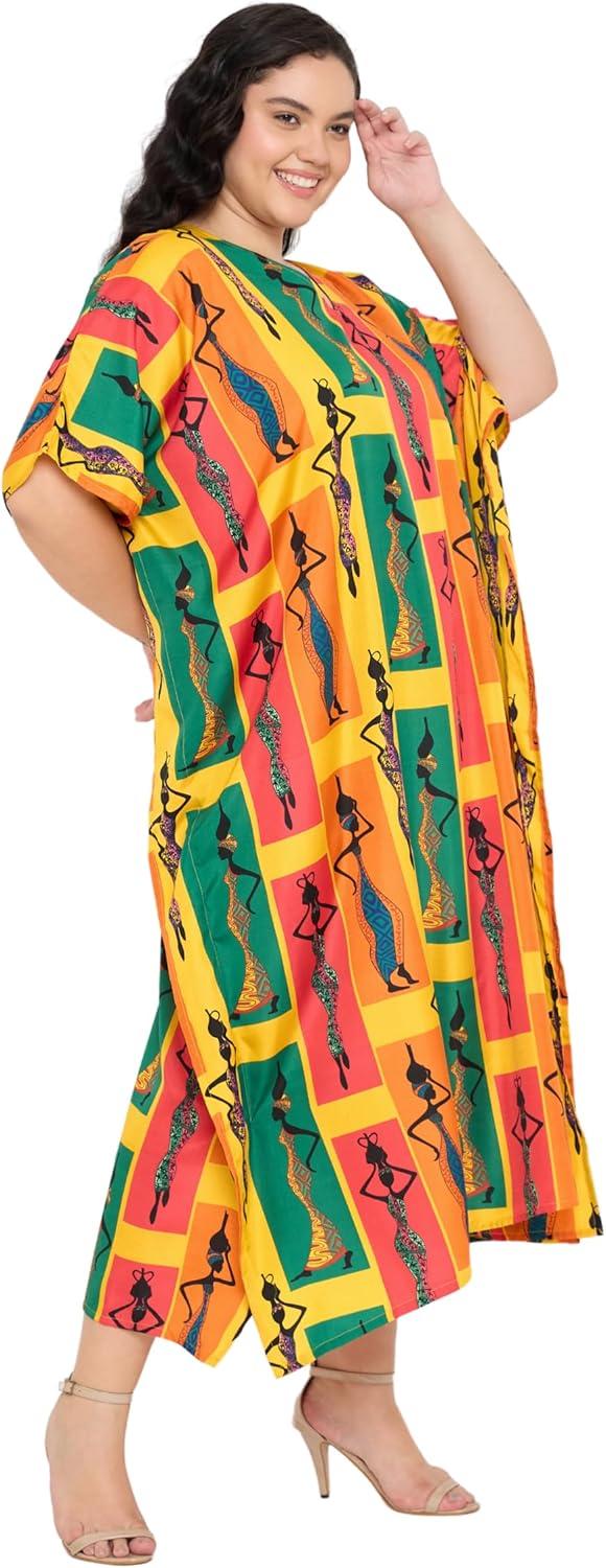 imageGypsie Blu Women Plus Size Kaftan Dress Evening Swimsuit Cover Up Beach Long Maxi Dresses VNeck Mumu for Summer CaftanSunflower Yellow