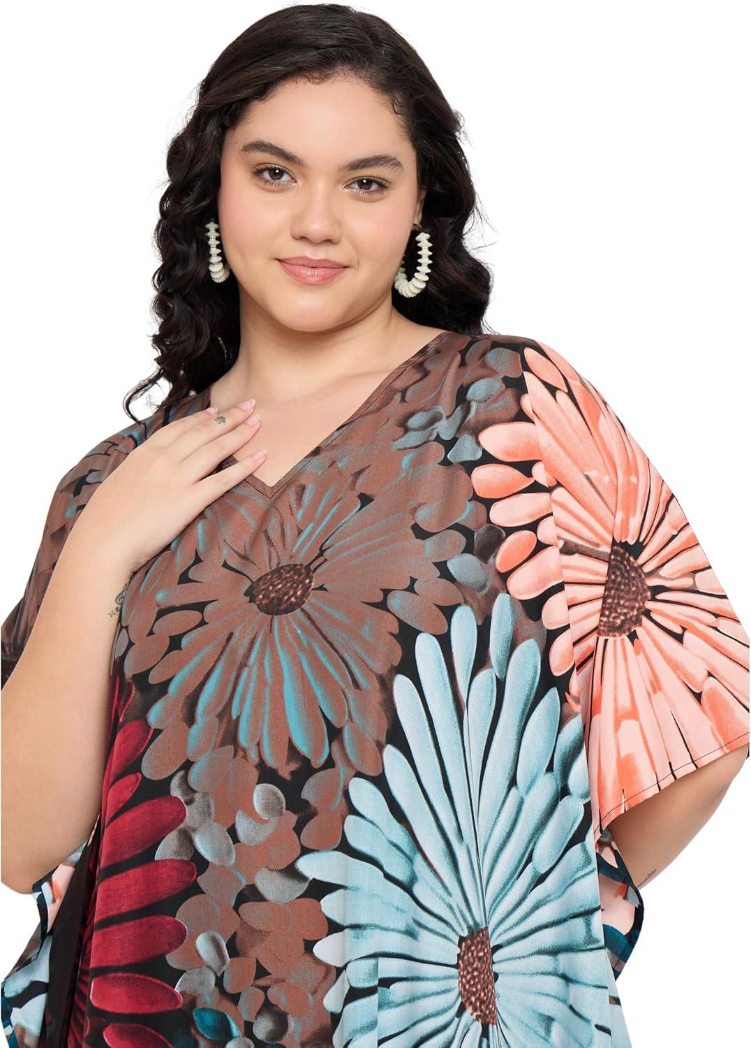 imageGypsie Blu Women Plus Size Kaftan Dress Evening Swimsuit Cover Up Beach Long Maxi Dresses VNeck Mumu for Summer CaftanTeal Blue  Rust Brown