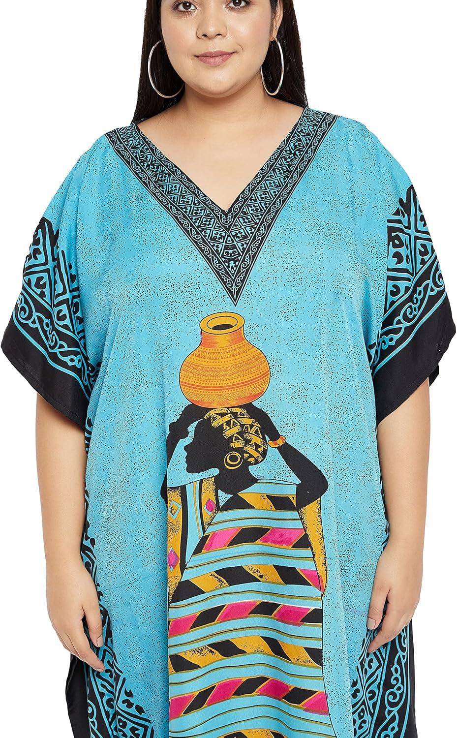 imageGypsie Blu Women Plus Size Kaftan Dress Evening Swimsuit Cover Up Beach Long Maxi Dresses VNeck Mumu for Summer CaftanTurquoise Blue