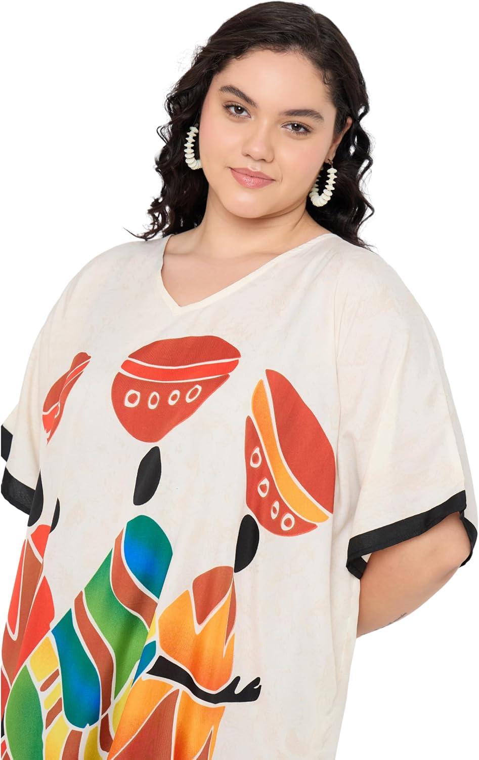 imageGypsie Blu Women Plus Size Kaftan Dress Evening Swimsuit Cover Up Beach Long Maxi Dresses VNeck Mumu for Summer CaftanWhite