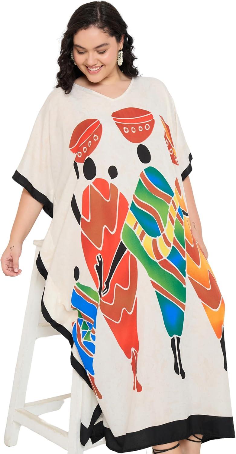 imageGypsie Blu Women Plus Size Kaftan Dress Evening Swimsuit Cover Up Beach Long Maxi Dresses VNeck Mumu for Summer CaftanWhite