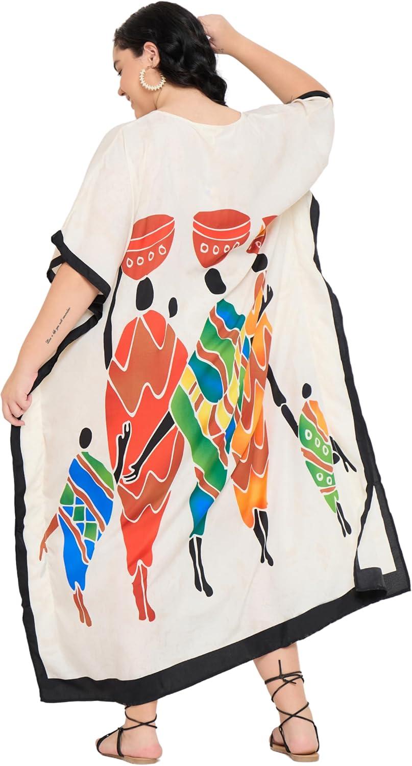 imageGypsie Blu Women Plus Size Kaftan Dress Evening Swimsuit Cover Up Beach Long Maxi Dresses VNeck Mumu for Summer CaftanWhite