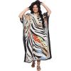 imageGypsie Blu Women Plus Size Kaftan Dress Evening Swimsuit Cover Up Beach Long Maxi Dresses VNeck Mumu for Summer CaftanBeige Abstract Print