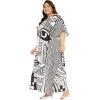 imageGypsie Blu Women Plus Size Kaftan Dress Evening Swimsuit Cover Up Beach Long Maxi Dresses VNeck Mumu for Summer CaftanBlack  White