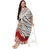 imageGypsie Blu Women Plus Size Kaftan Dress Evening Swimsuit Cover Up Beach Long Maxi Dresses VNeck Mumu for Summer CaftanBlack  White Animal