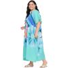 imageGypsie Blu Women Plus Size Kaftan Dress Evening Swimsuit Cover Up Beach Long Maxi Dresses VNeck Mumu for Summer CaftanBlue
