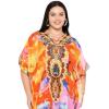 imageGypsie Blu Women Plus Size Kaftan Dress Evening Swimsuit Cover Up Beach Long Maxi Dresses VNeck Mumu for Summer CaftanBright Orange