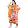 imageGypsie Blu Women Plus Size Kaftan Dress Evening Swimsuit Cover Up Beach Long Maxi Dresses VNeck Mumu for Summer CaftanBright Orange