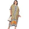 imageGypsie Blu Women Plus Size Kaftan Dress Evening Swimsuit Cover Up Beach Long Maxi Dresses VNeck Mumu for Summer CaftanBrown  Grey