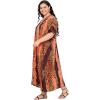 imageGypsie Blu Women Plus Size Kaftan Dress Evening Swimsuit Cover Up Beach Long Maxi Dresses VNeck Mumu for Summer CaftanDark Brown