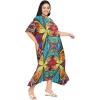 imageGypsie Blu Women Plus Size Kaftan Dress Evening Swimsuit Cover Up Beach Long Maxi Dresses VNeck Mumu for Summer CaftanMulti Floral