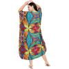 imageGypsie Blu Women Plus Size Kaftan Dress Evening Swimsuit Cover Up Beach Long Maxi Dresses VNeck Mumu for Summer CaftanMulti Floral