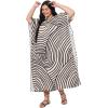 imageGypsie Blu Women Plus Size Kaftan Dress Evening Swimsuit Cover Up Beach Long Maxi Dresses VNeck Mumu for Summer CaftanOffwhite  Black