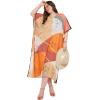 imageGypsie Blu Women Plus Size Kaftan Dress Evening Swimsuit Cover Up Beach Long Maxi Dresses VNeck Mumu for Summer CaftanOrange  Beige