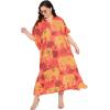 imageGypsie Blu Women Plus Size Kaftan Dress Evening Swimsuit Cover Up Beach Long Maxi Dresses VNeck Mumu for Summer CaftanOrange
