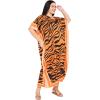 imageGypsie Blu Women Plus Size Kaftan Dress Evening Swimsuit Cover Up Beach Long Maxi Dresses VNeck Mumu for Summer CaftanOrange Abstract