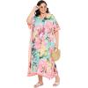 imageGypsie Blu Women Plus Size Kaftan Dress Evening Swimsuit Cover Up Beach Long Maxi Dresses VNeck Mumu for Summer CaftanPink