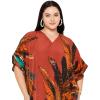 imageGypsie Blu Women Plus Size Kaftan Dress Evening Swimsuit Cover Up Beach Long Maxi Dresses VNeck Mumu for Summer CaftanReddishbrown