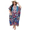 imageGypsie Blu Women Plus Size Kaftan Dress Evening Swimsuit Cover Up Beach Long Maxi Dresses VNeck Mumu for Summer CaftanRoyal Blue Floral Print