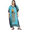 imageGypsie Blu Women Plus Size Kaftan Dress Evening Swimsuit Cover Up Beach Long Maxi Dresses VNeck Mumu for Summer CaftanTurquoise Blue