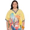 imageGypsie Blu Women Plus Size Kaftan Dress Evening Swimsuit Cover Up Beach Long Maxi Dresses VNeck Mumu for Summer CaftanYellow